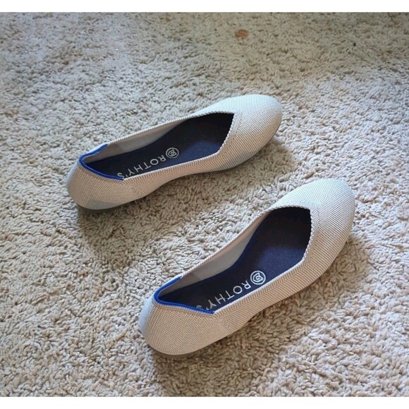 Rothy's The Flat Sz 9 Light Gray Knit Washable Round Toe Ballet Lagenlook EUC - Picture 5 of 11